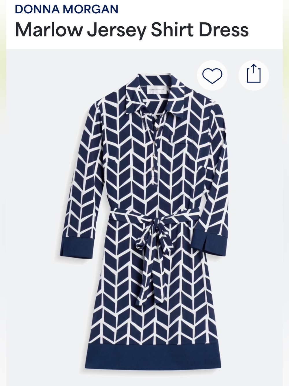 NWOT DONNA MORGAN shirt dress size 6 blue white gold buttons
